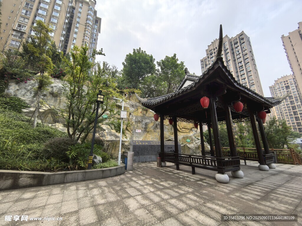 城市中式凉亭景观