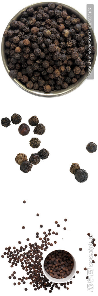 黑胡椒粒与研磨粉末展示