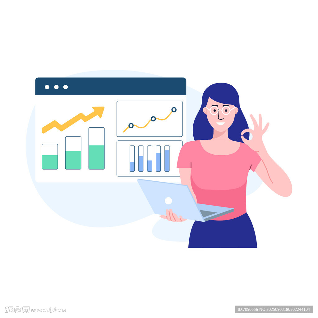 女性展示数据分析成果