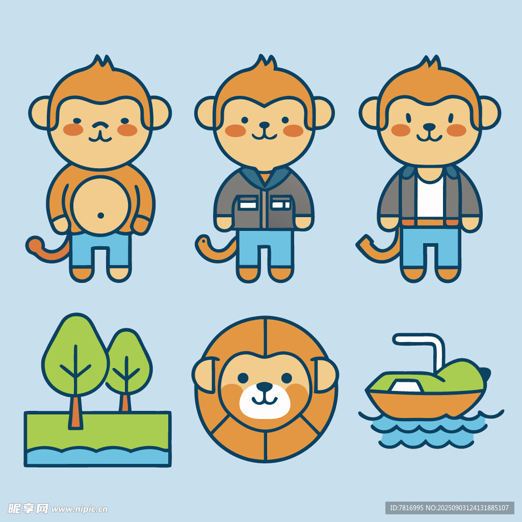 动物与场景卡通插画素材