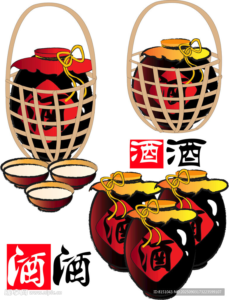 传统中式酒具与美食组合