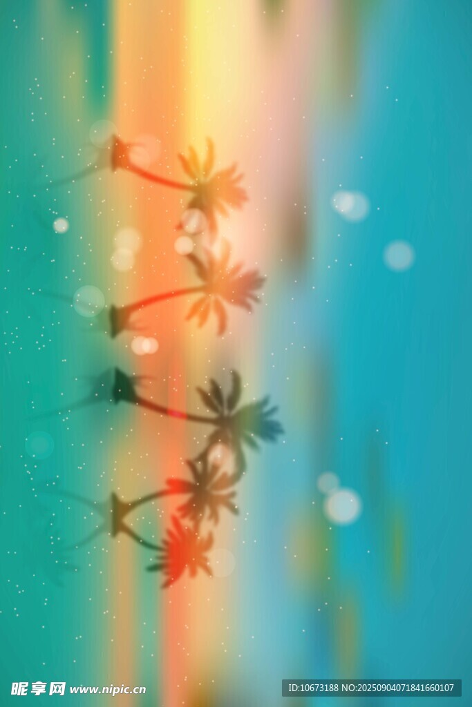 梦幻海洋中的棕榈树景象