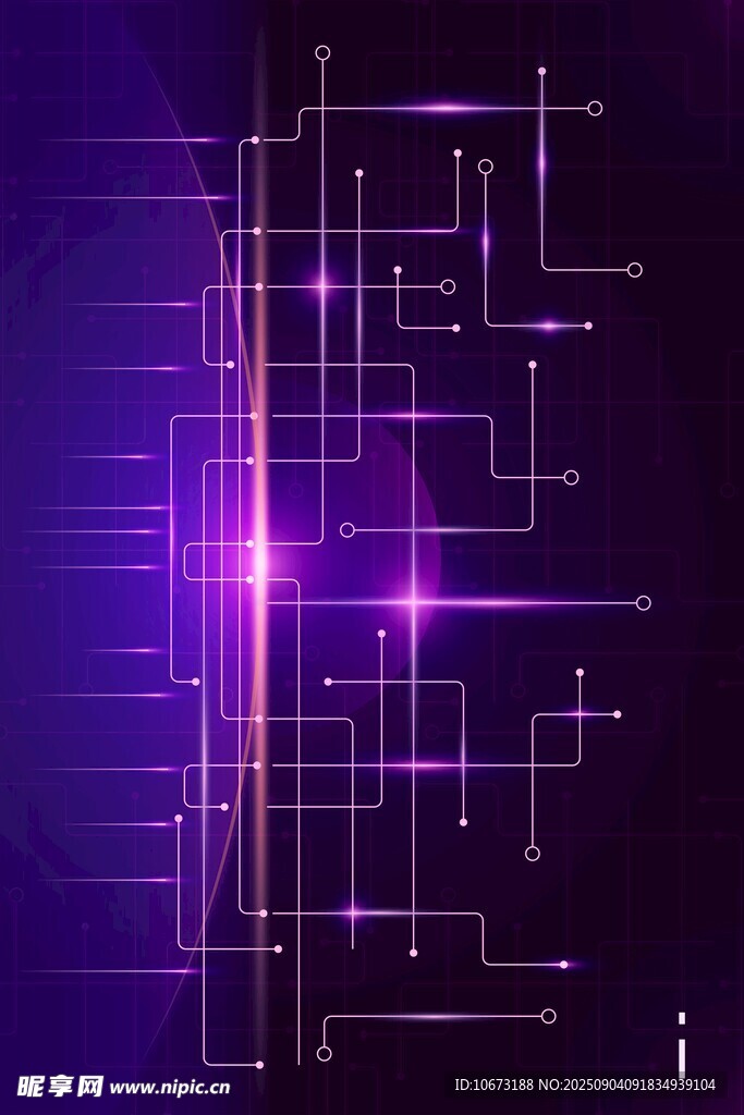 紫色科技电路发光背景图