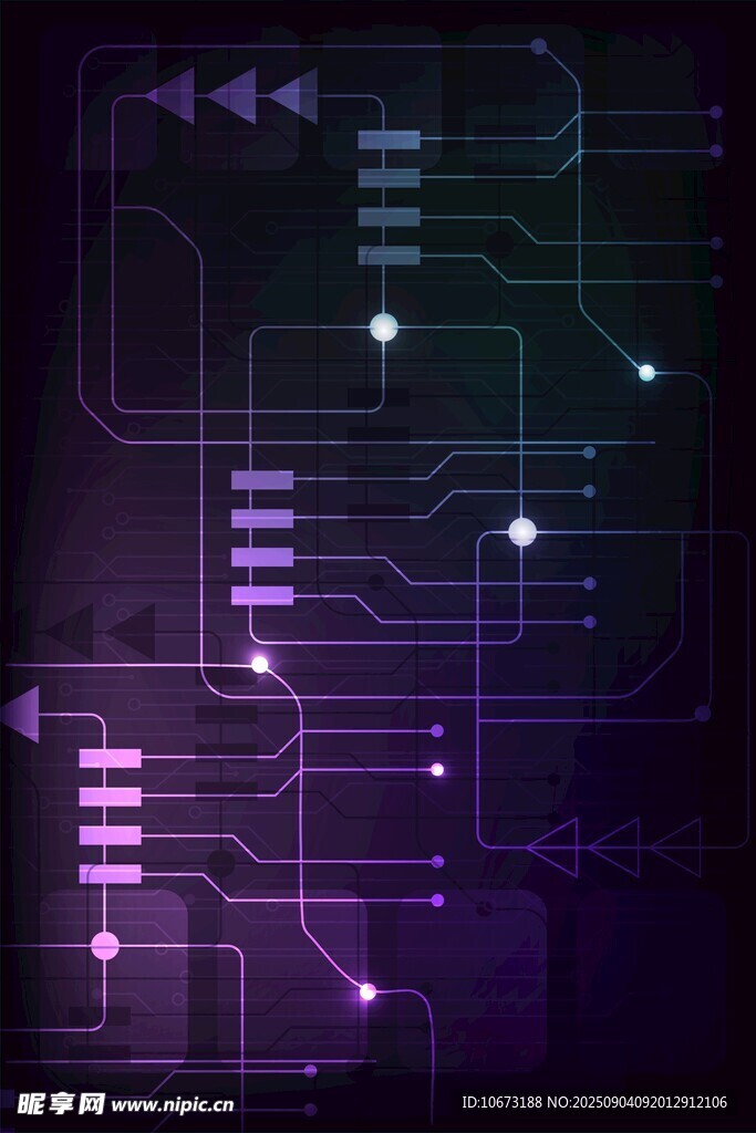 紫色科技感电路背景图