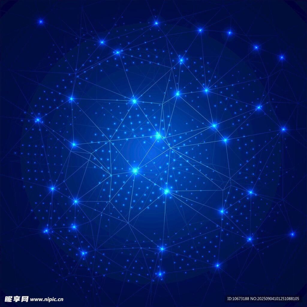 蓝色科技感发光点线背景图