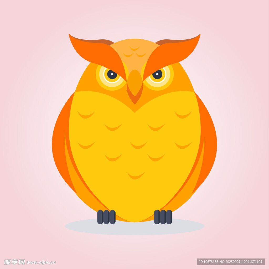 可爱橙色猫头鹰插画