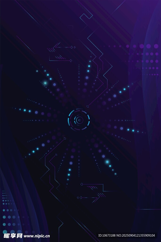 紫色科技感发光图案背景