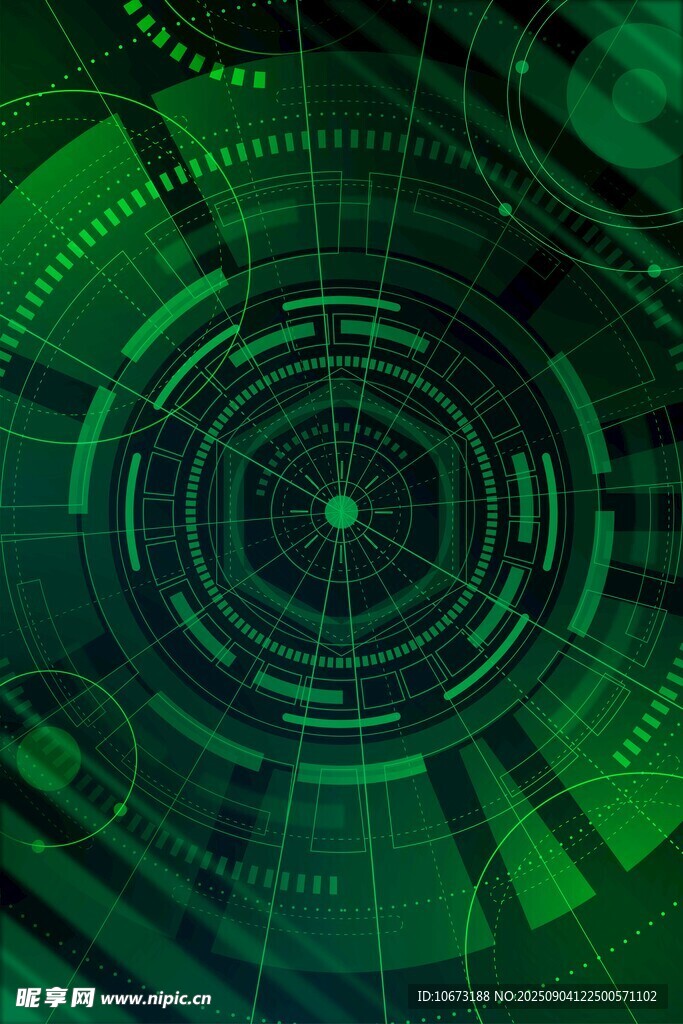 科技感绿色环状数字界面