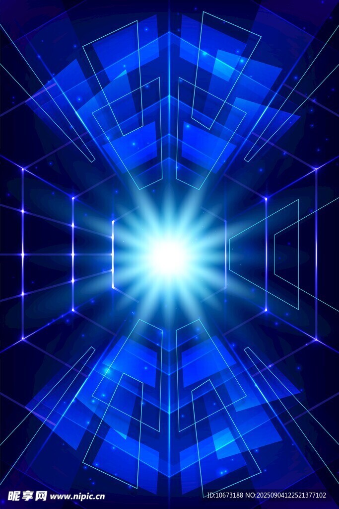 蓝色科技感光束未来通道
