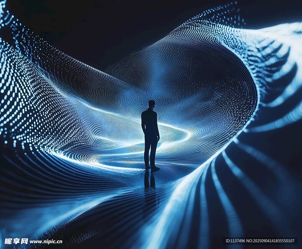 未来科幻场景中的孤独身影
