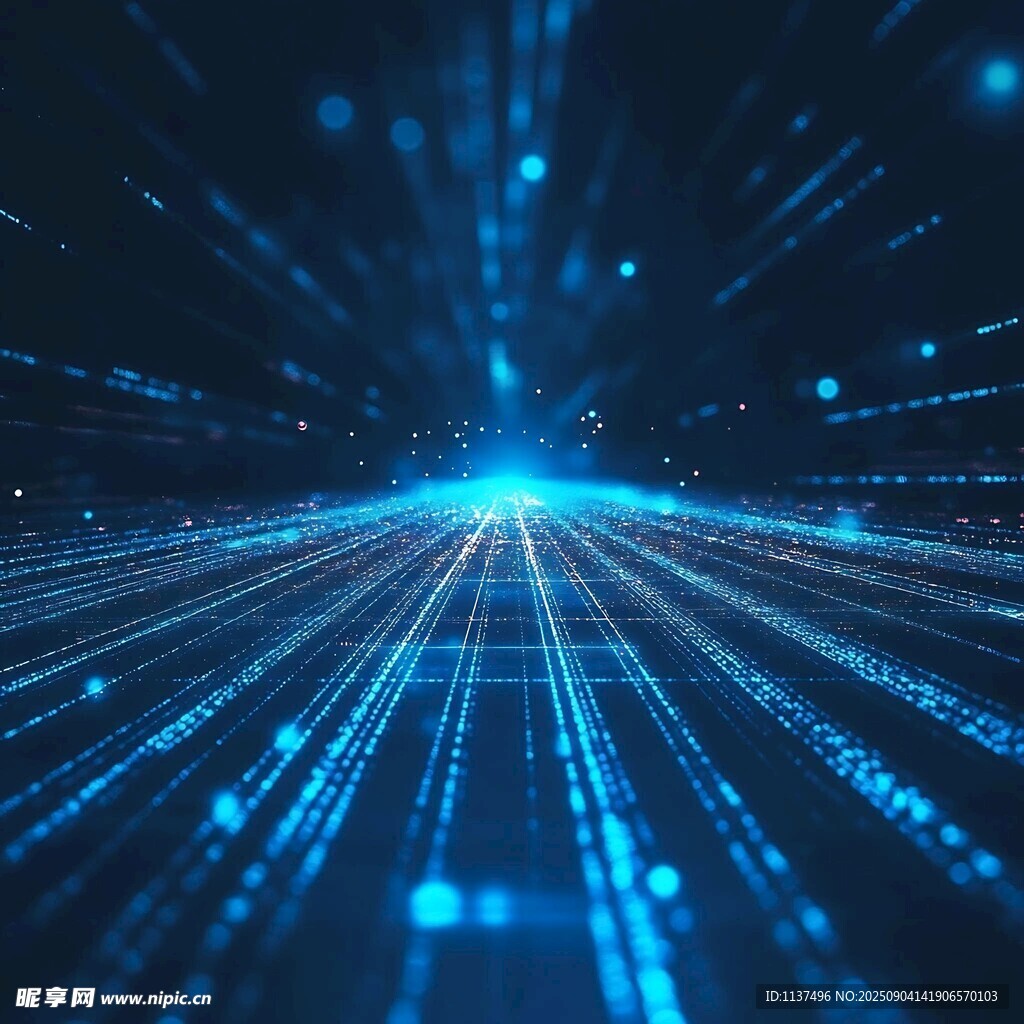 科技感蓝色光线放射背景图