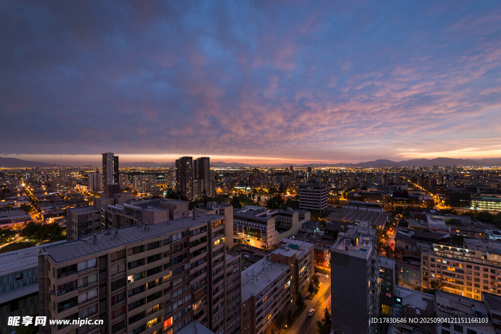 城市黄昏夜景俯瞰