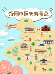 洛阳市区手绘景点图