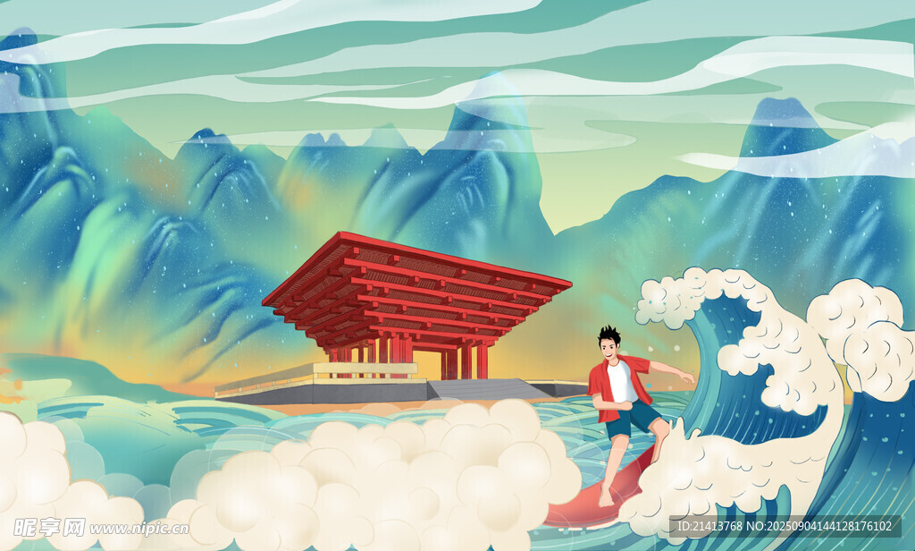 国潮古风山水