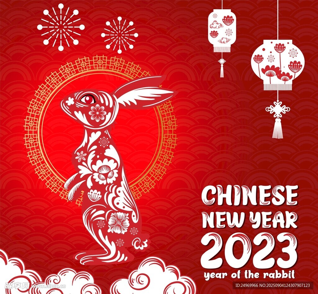 2023兔年新春喜庆画面