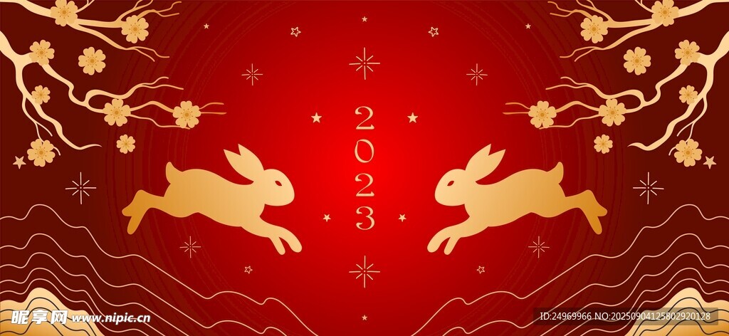 双鹿呈祥中式喜庆背景图