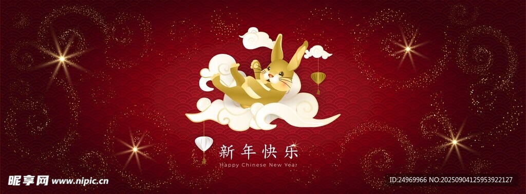 红色背景上的梦幻花卉图案