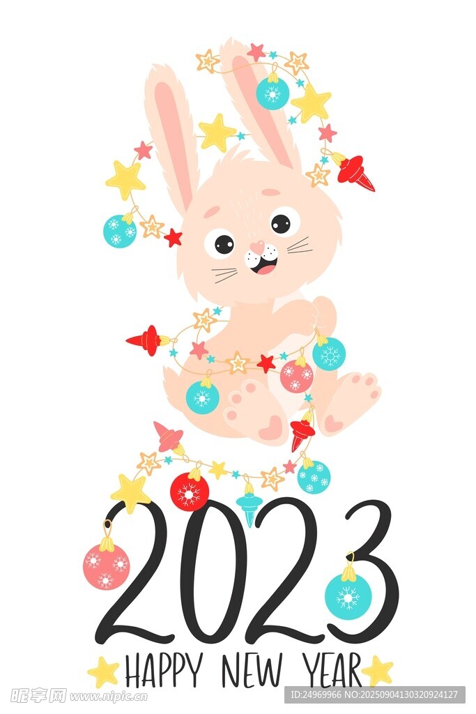 可爱兔子新年贺图
