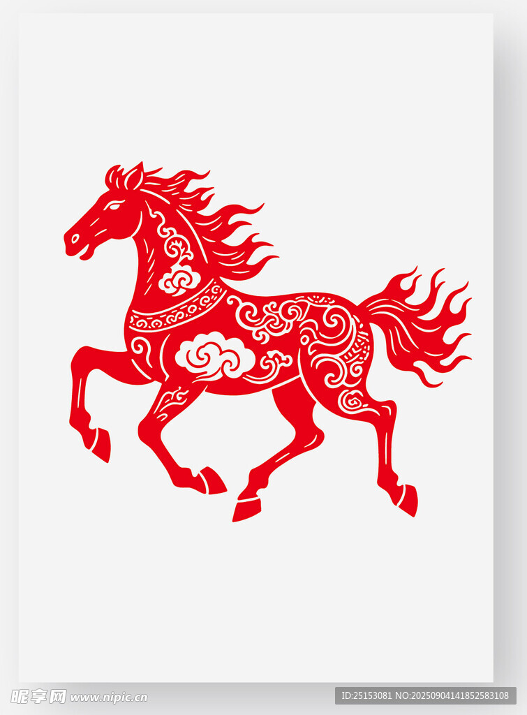 红色剪纸骏马奔腾