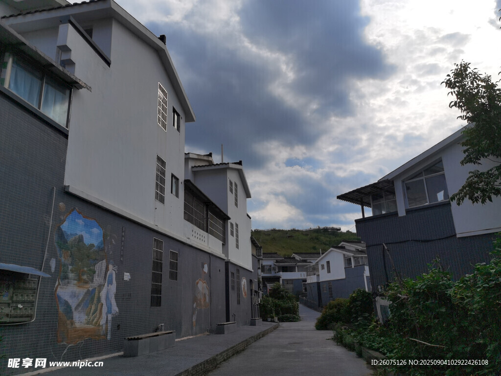 宁静小巷中的民居风景