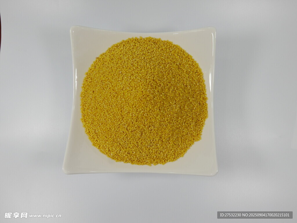 方形盘中的黄色颗粒