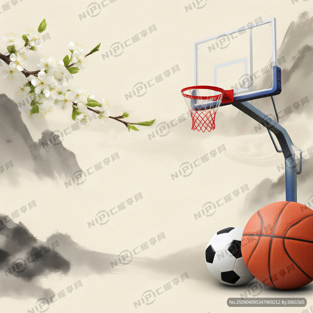 蓝球比球 有李花为画