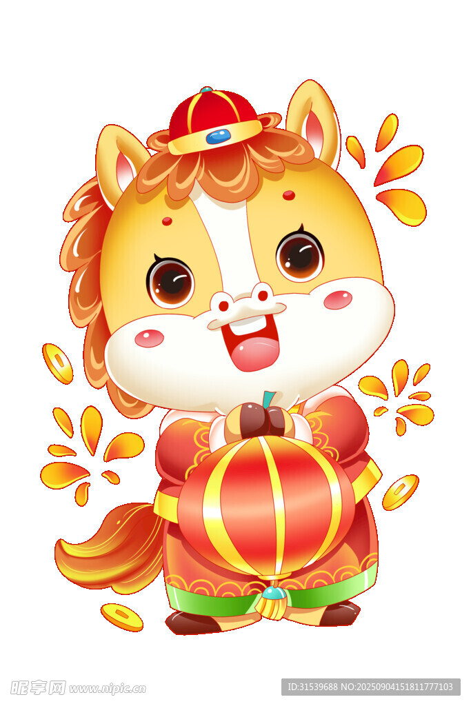 马年卡通马提红灯笼生肖形象