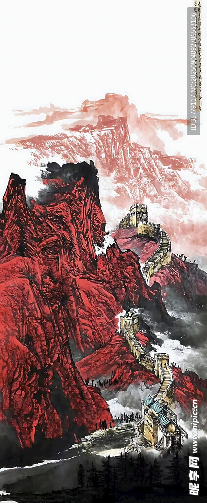 壮丽红色山川景观
