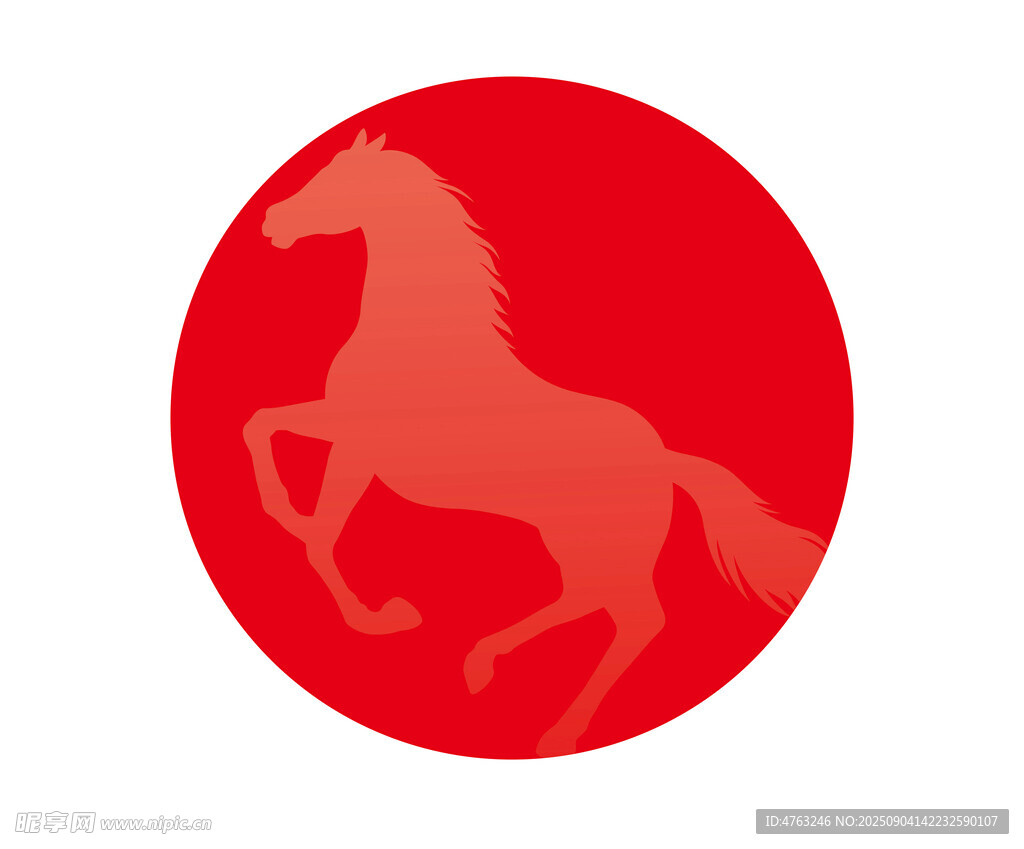 红色圆形中的奔腾骏马