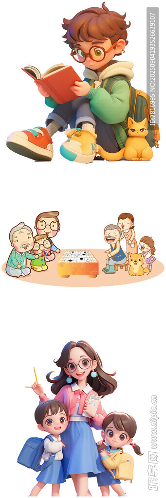 卡通角色与欢乐儿童场景