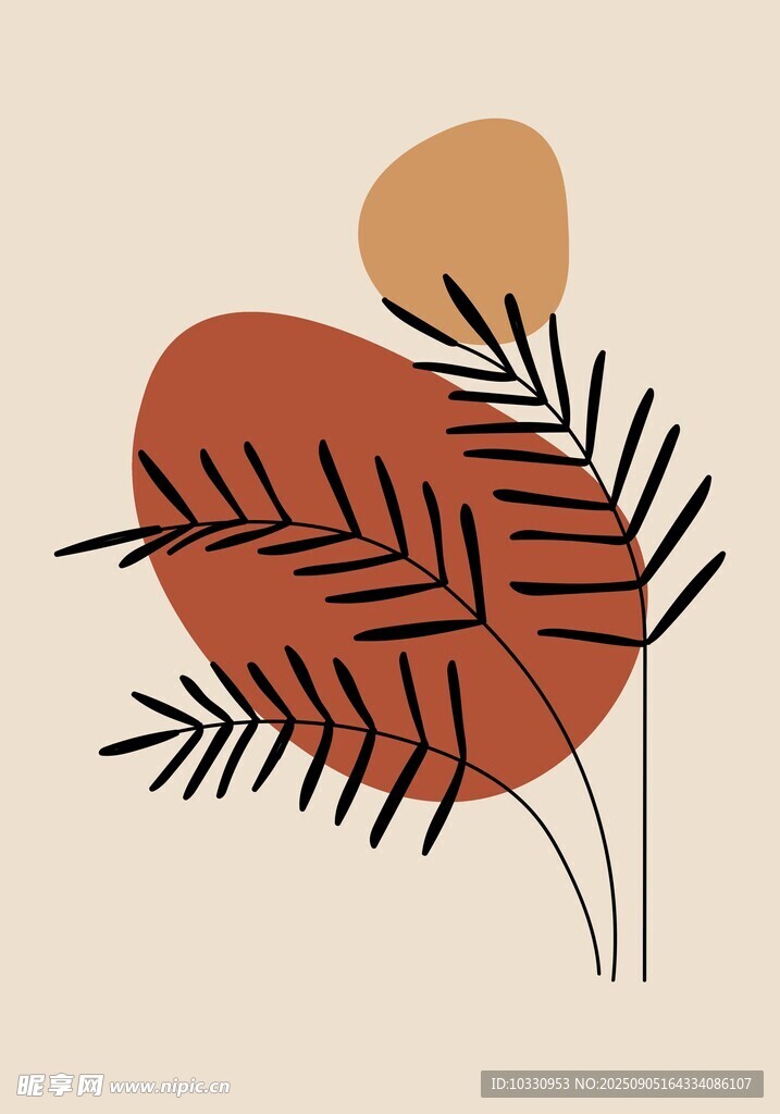抽象植物图案插画