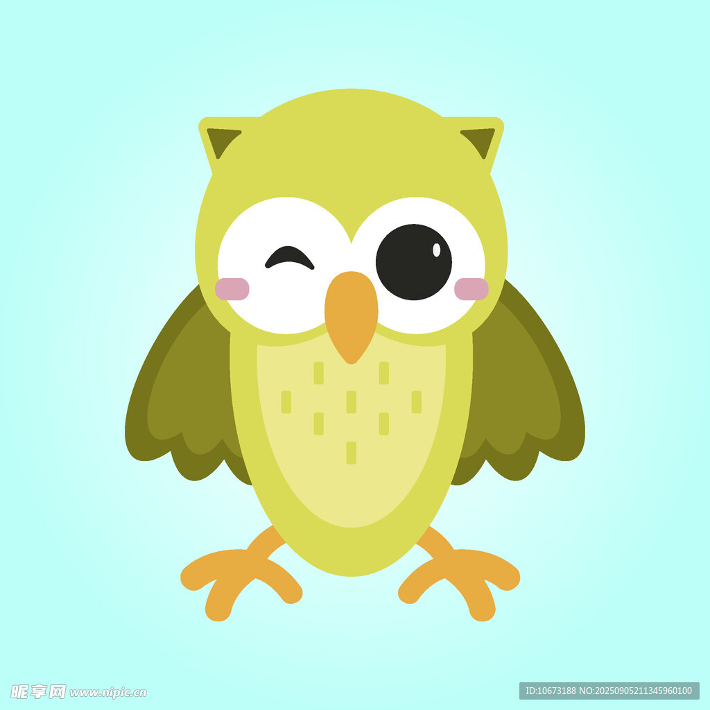 可爱眨眼猫头鹰插画
