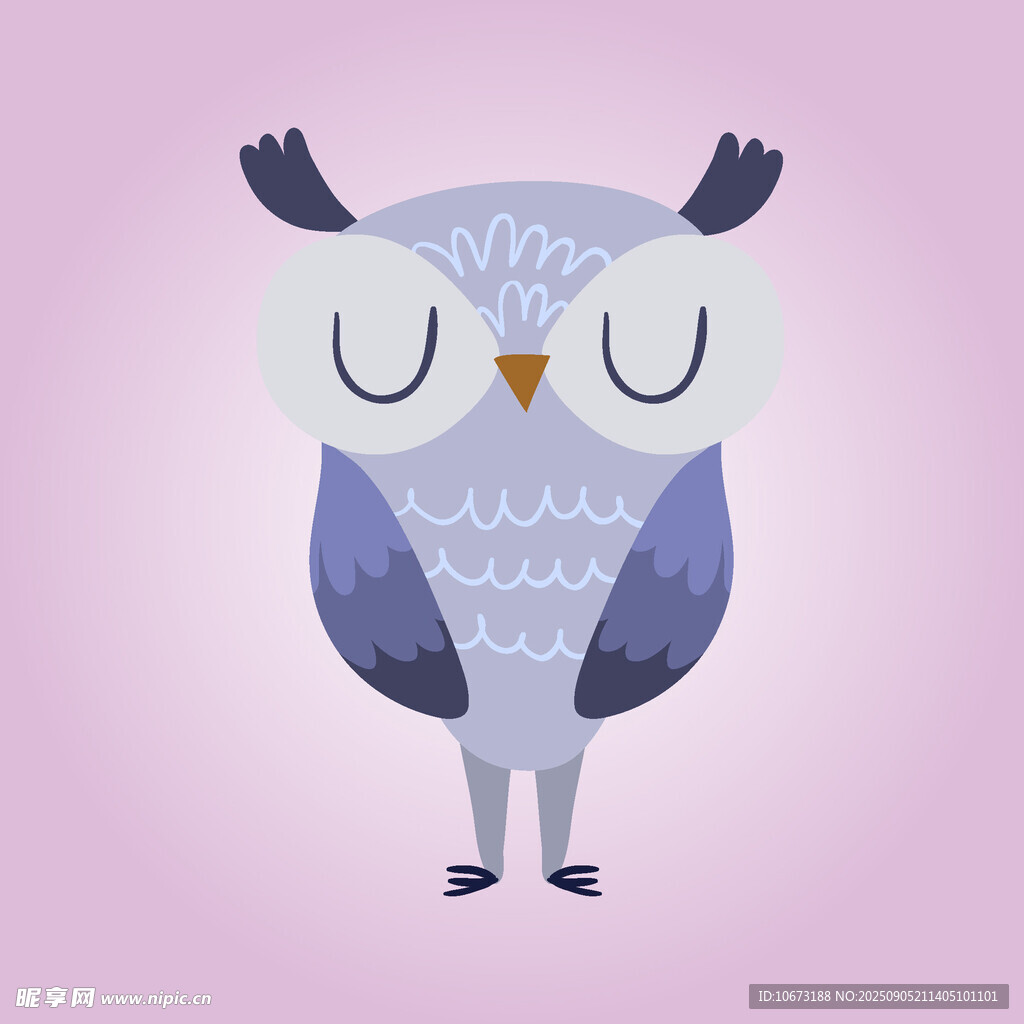 可爱闭眼猫头鹰插画