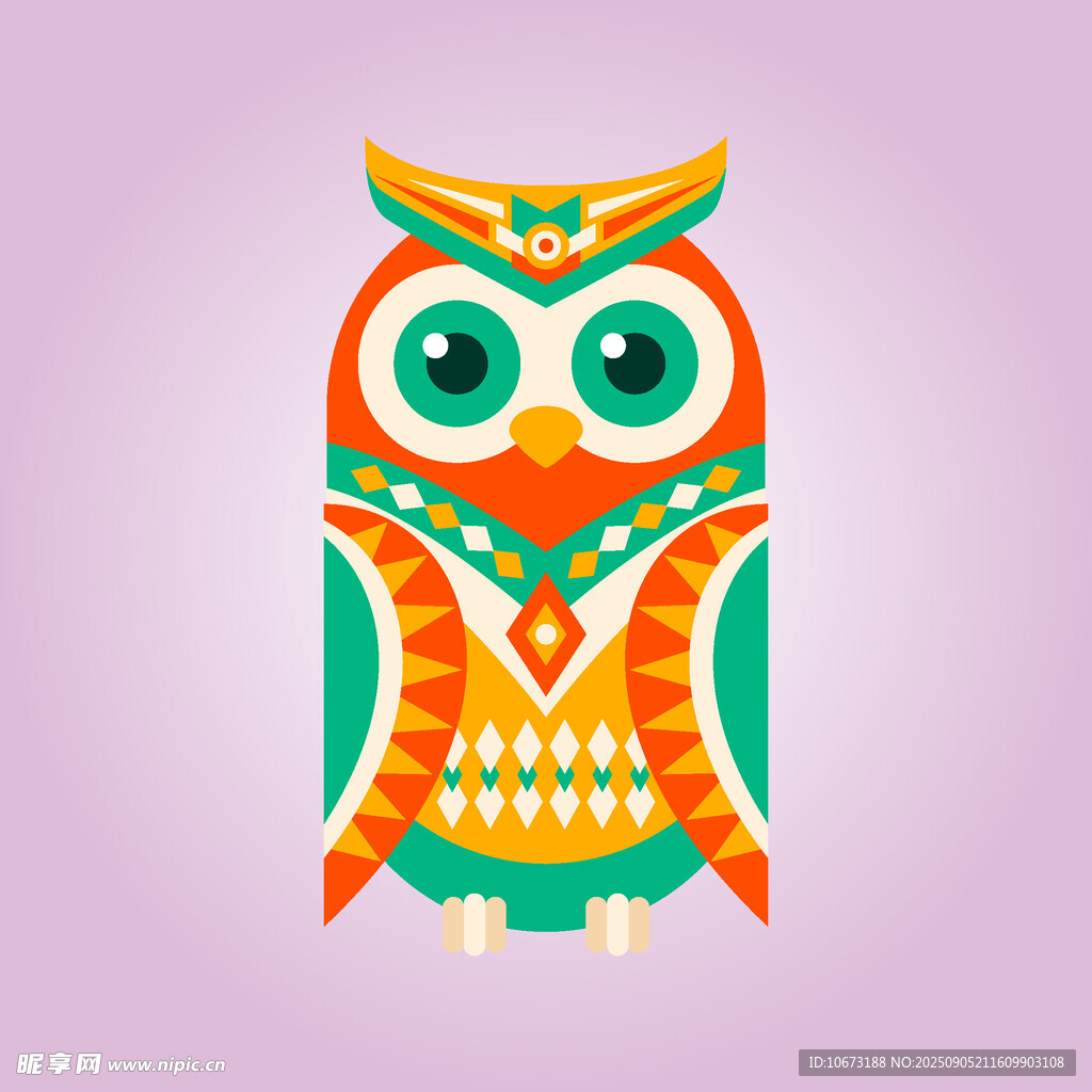 彩色猫头鹰插画