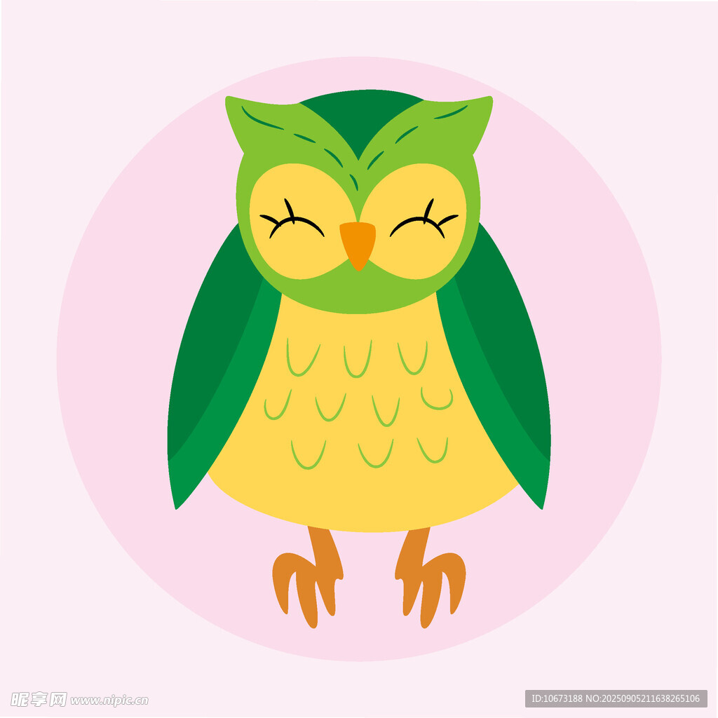 可爱闭眼猫头鹰插画