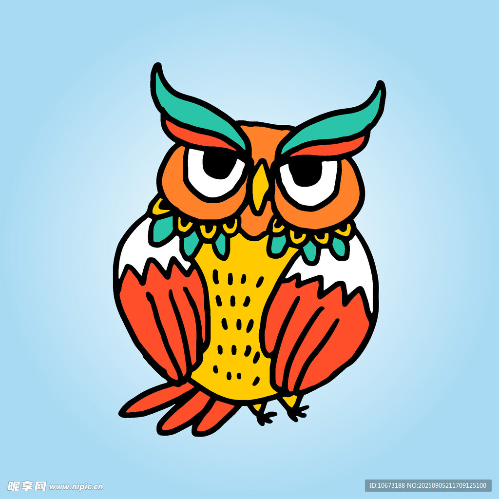 彩色猫头鹰插画