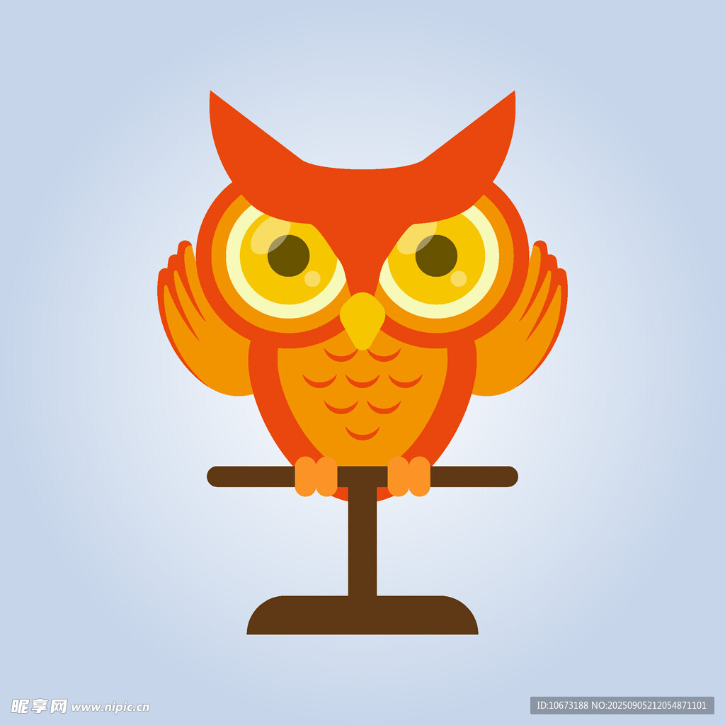 可爱猫头鹰站在支架上