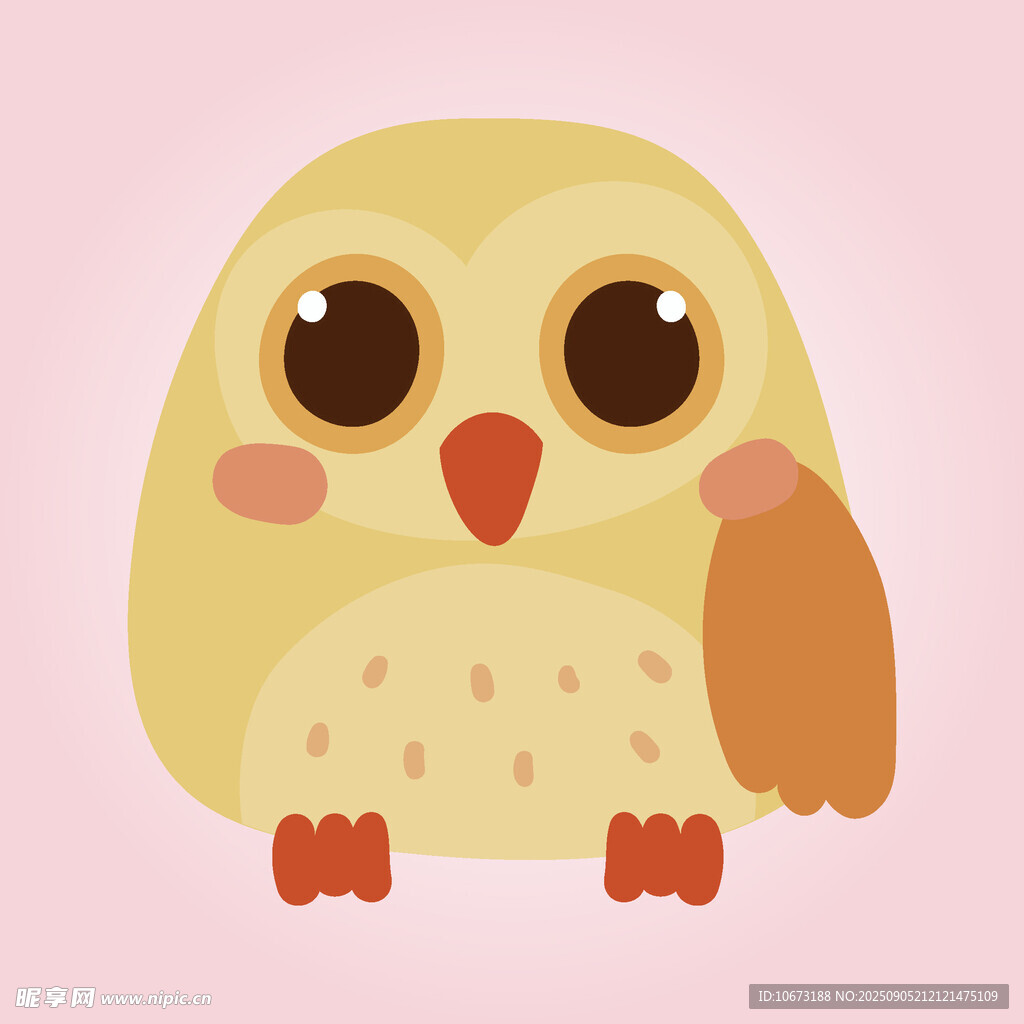 可爱小黄猫头鹰插画