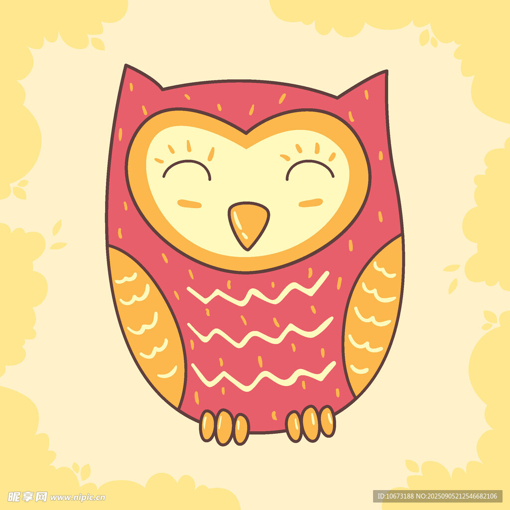 可爱卡通猫头鹰插画