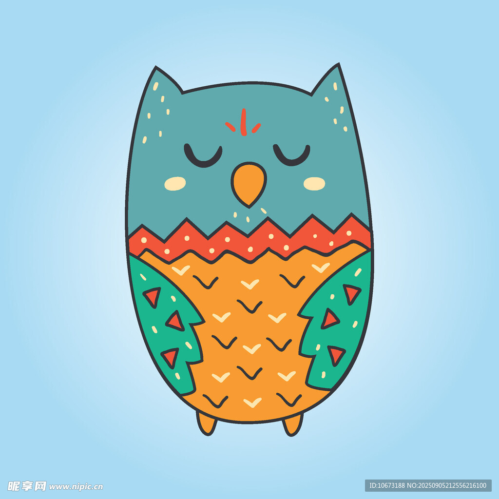 可爱卡通猫头鹰图案设计