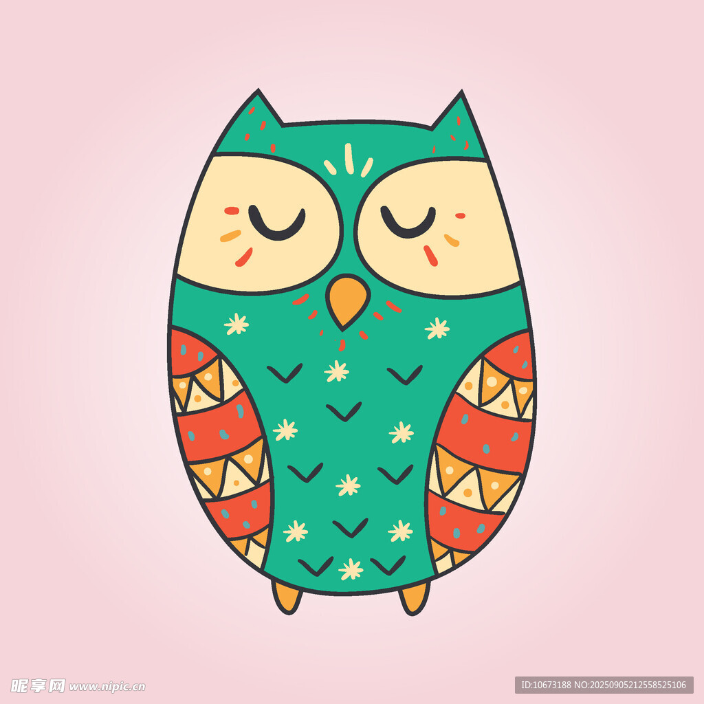 可爱卡通猫头鹰插画