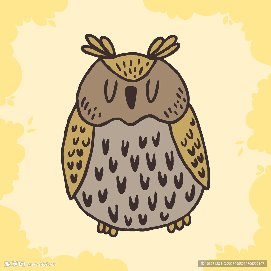 可爱卡通猫头鹰插画