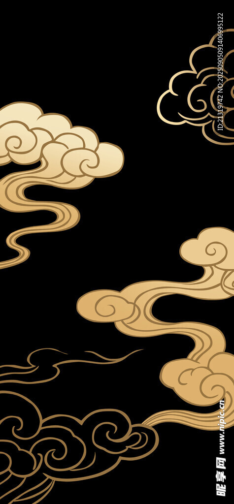 国潮金色云纹