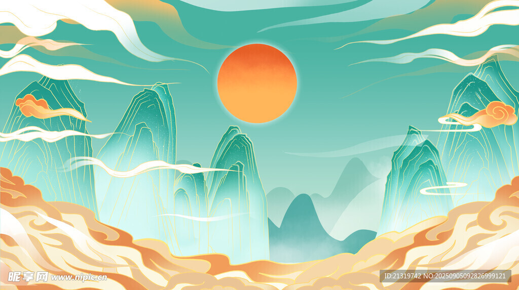 国潮插画背景