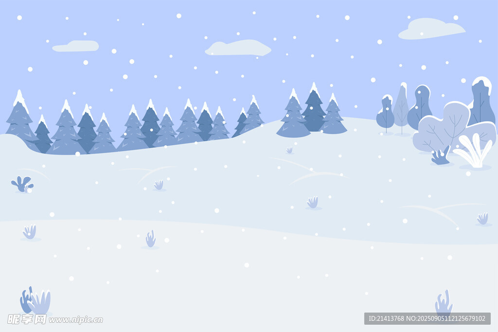 冬日雪景中的静谧松林