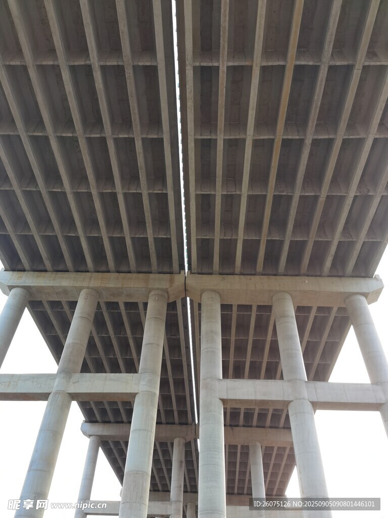 仰视建筑木质结构框架