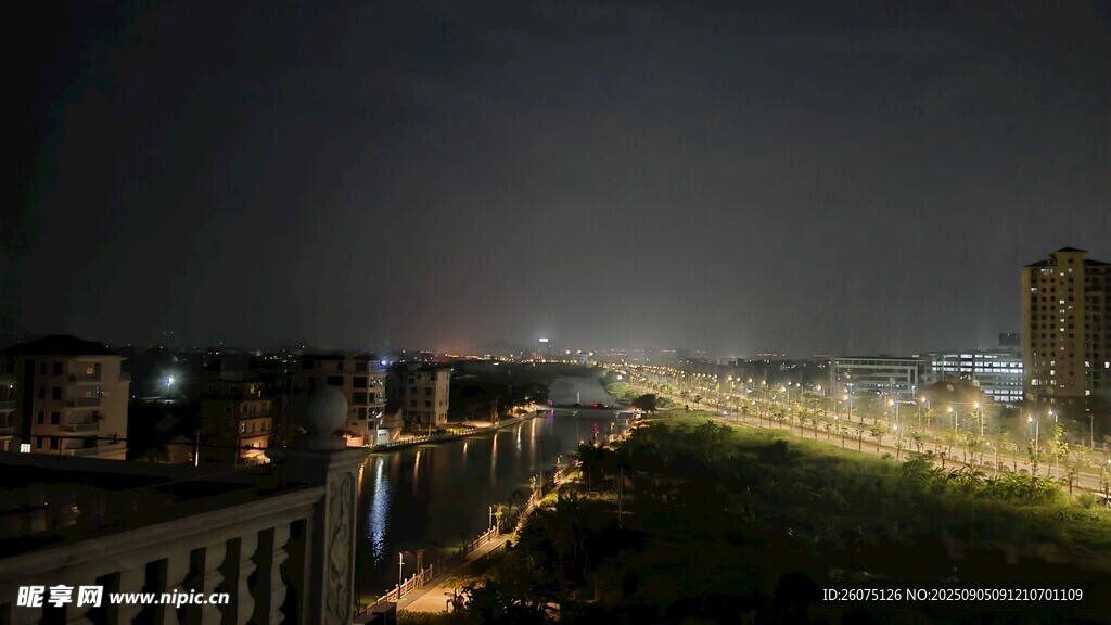 城市夜景俯瞰灯火璀璨