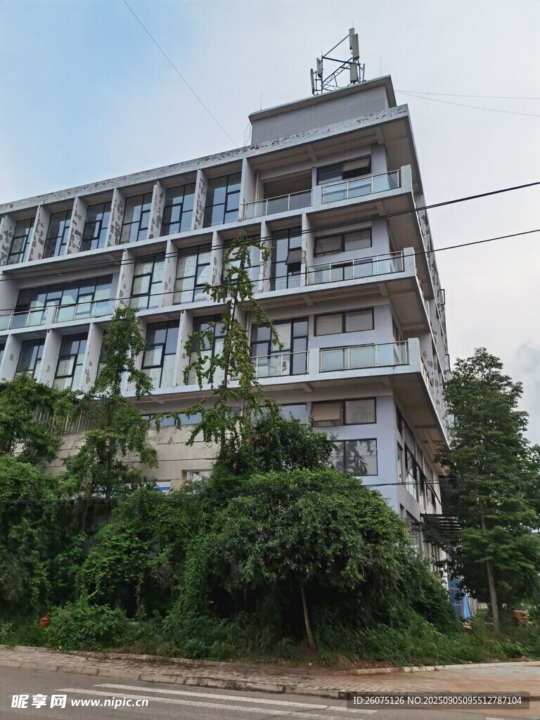 多层绿植环绕的白色厂房建筑