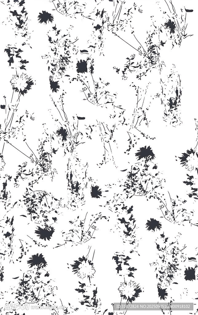 黑白花卉图案背景纹理