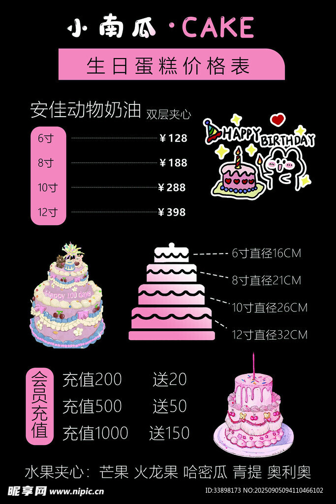 小型蛋糕定制价格表